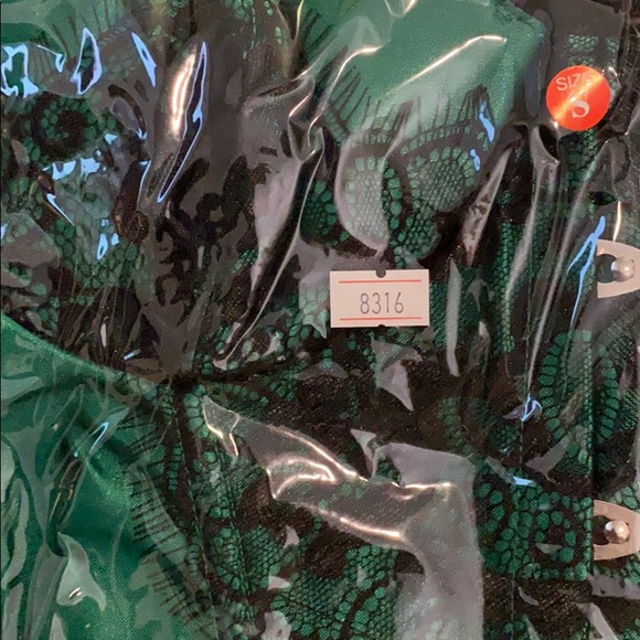 New! Classical Lace Overlay Corset Green Size S - Picture 3 of 3